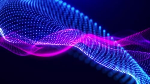 Ondas de partículas dinámicas digitales abstractas con luz, movimiento, luces, fondo, flujo de datos