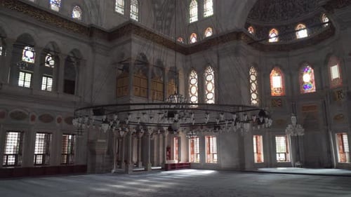 Awesome interior of the Nuruosmaniye Mosque, Istanbul, Turkey