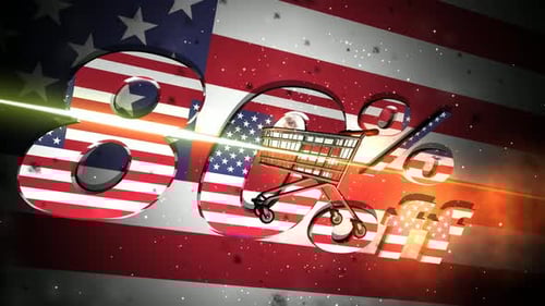 Dynamic American Flag 80% Off Sale Text Animation