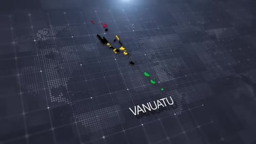 Geografische Karte und Flaggenanimation von Vanuatu