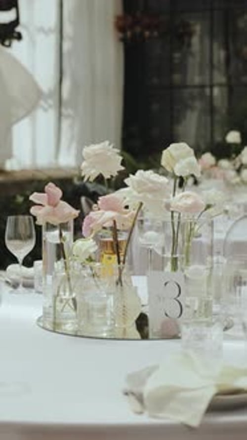 Wedding Table Decor with Elegant Floral Centerpiece