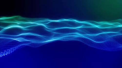 Abstract technology wave of particles. Big data visualization.