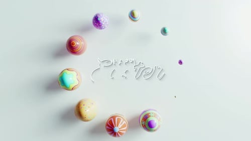 Happy Easter Title Reveal with Colorful Decorative Eggs