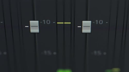 Volume meters jumping up and down indicating the loudness of audio