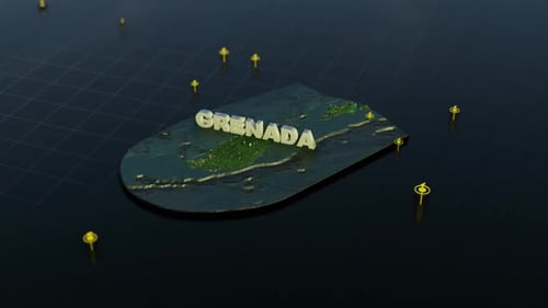 Animated 3D Island Map with Pin Locators and Grid