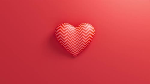 Coeur en dents de scie rouge palpitant sur fond rouge Animation 3D en boucle pour la Saint-Valentin
