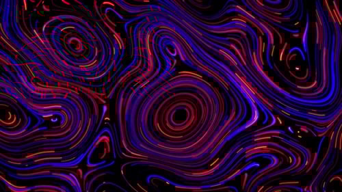 Neon lines background with randomly moving smooth curves in a shape of psychedelic pattern