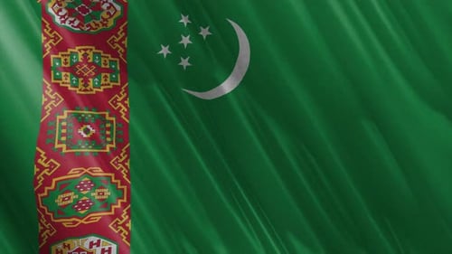 Turkmenistan Flag Waving with Fabric Texture