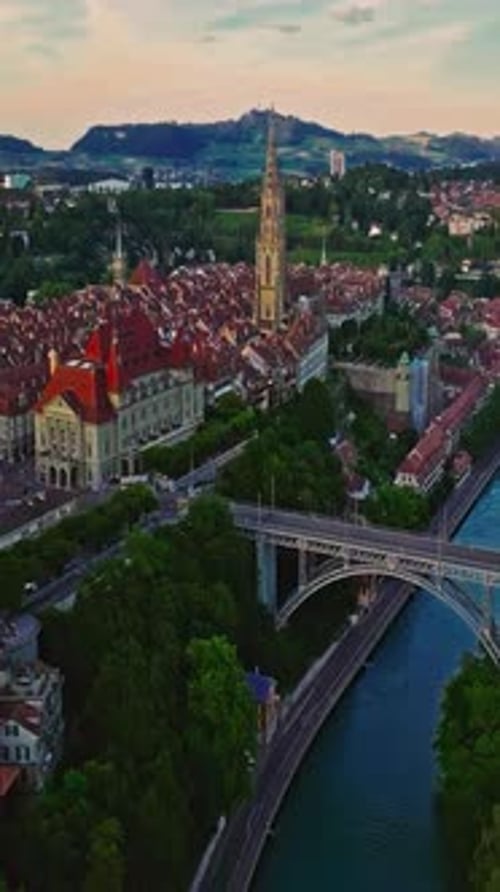 Aerial View Over the City of Bern the Capital City of Switzerland the Historic District From Above