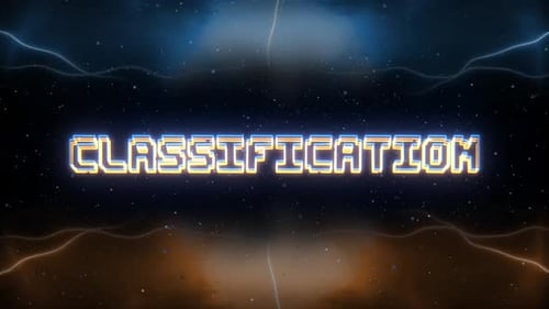 Klassifizierungs-Neontext mit Hintergrund im Retro-Stil