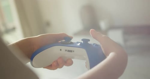 Using Controller Playing Video Games Close Up of Hands and Joypad Closeup Hands Holding a Joystick