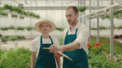 Garden Workers are Walking Through the Green House