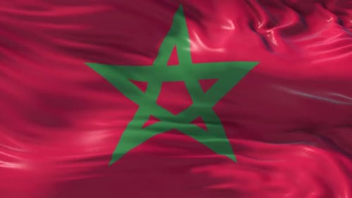 Waving Morocco Flag Realistic Animation Loop