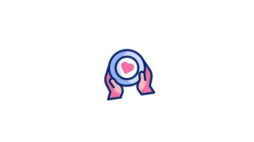 Animated Hands Holding a Beating Heart Flat Design Icon