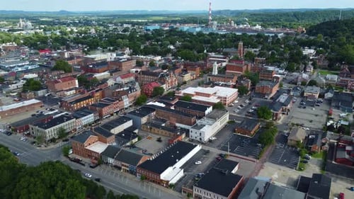 Chillicothe, Ohio, downtown and North side of downtown, aerial drone.