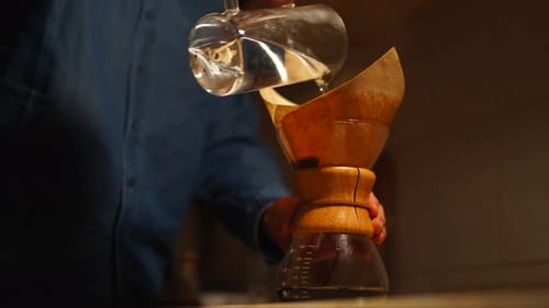 Water Pouring into Coffee Maker