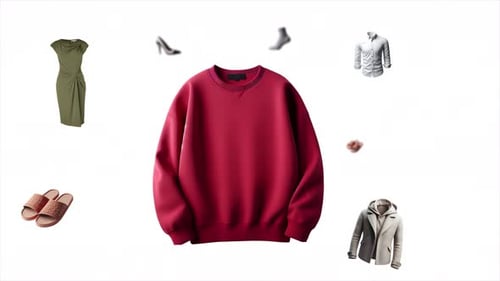 Animated Fashion Product Elements Rotating on White Background