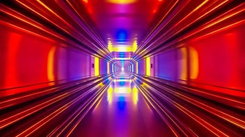 Animation à grande vitesse dans un tunnel de néon de science-fiction futuriste