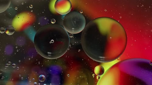 Abstract Colorful Spheres Floating in Liquid