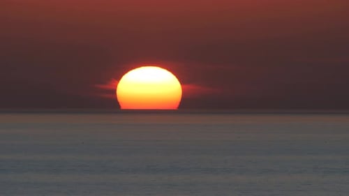 Red Sunset Time Lapse over Sea