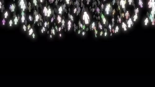 Animated Glowing People Icons Falling Background