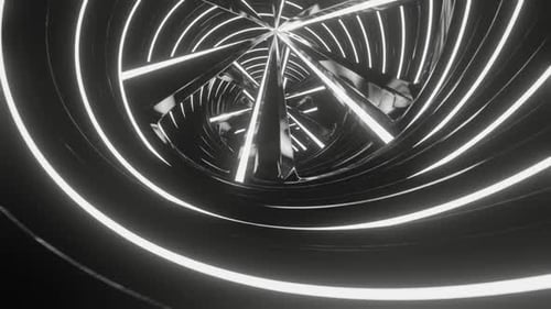 Black And White Neon Glowing Spiral Ventilation Background Vj Loop In HD