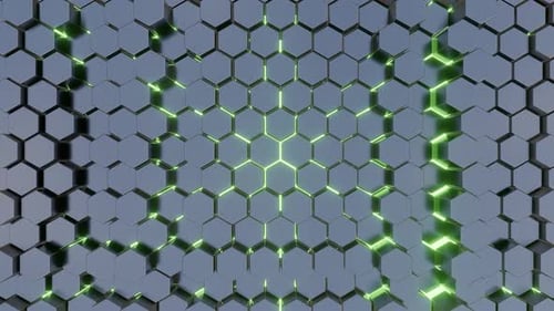 Abstract Glowing Hexagon Grid Technology Background