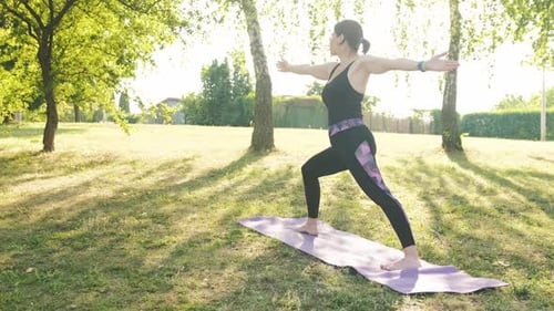 Woman Does Yoga in Peaceful Grassy Park
