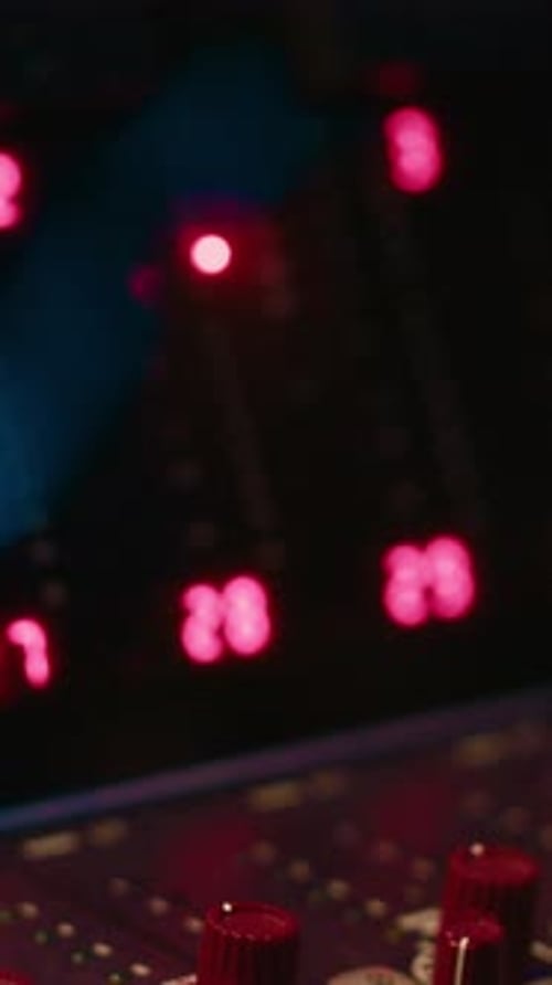 Vertical Video Empty Professional Studio with Control Desk Mixer and Audio Recording Software