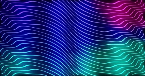 Neon Glowing Abstract Wavy Lines Motion Background