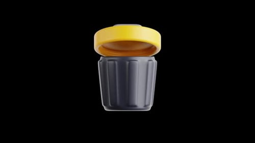 3D Stylized Trash Can Icon Opening and Closing Animation