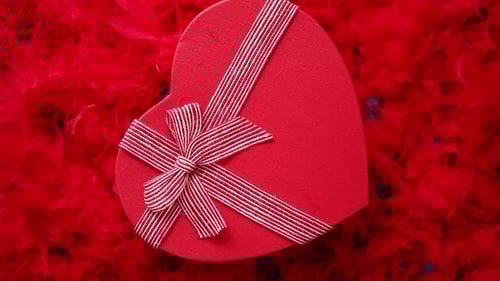 Red Heart Gift Box with Ribbon Bow