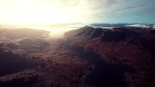 Beautiful Landscape with Cold Sea and Snowy Mountains