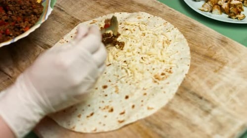 Making Ground Beef and Cheese Quesadilla at Home