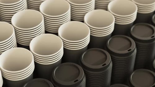 Disposable Coffee Cups Stacks Moving Up and Down Loop
