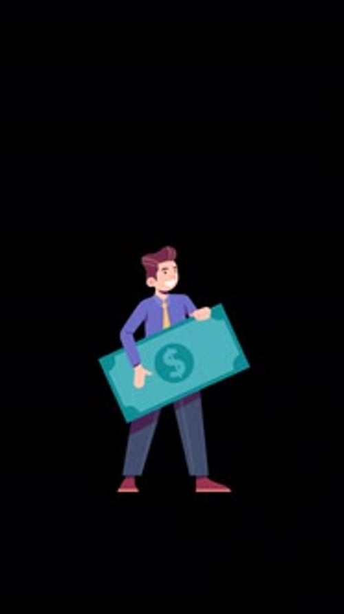 Businessman with Money Alpha Channel