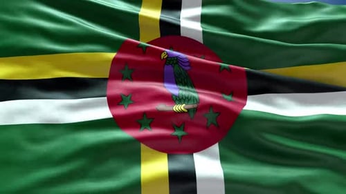 Dominica National Flag Realistic Waving Loop Animation