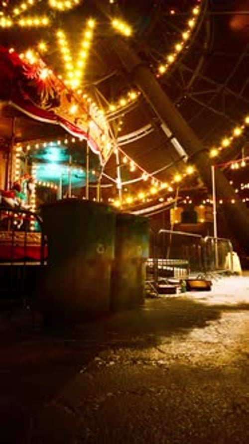 Festive Carnival Lights Twinkling at Night Vertical Video