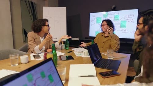 Uma reunião de negócios envolvente que incentiva a colaboração em equipe e compartilha ideias livremente