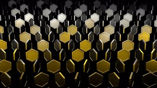 Silver And Gold Abstract Hexagons Rotation Background Vj Loop In 4K