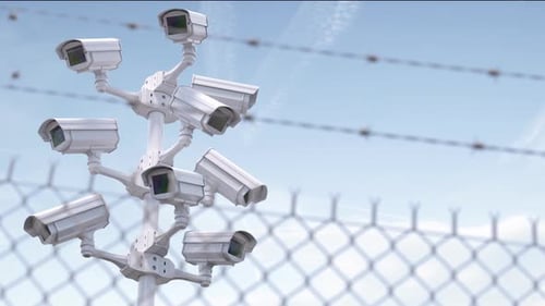 3D Security Cameras Surveillance System Animation