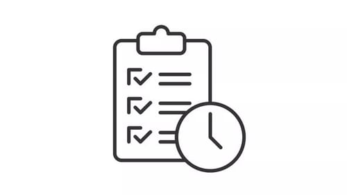 Animated checklist with clock line icon