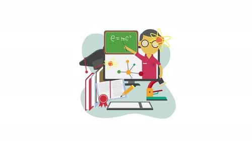 Animated Flat Design Illustration of Science Education