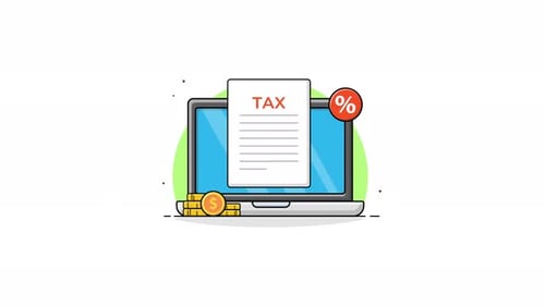 Animated Online Tax Document Icon on Laptop