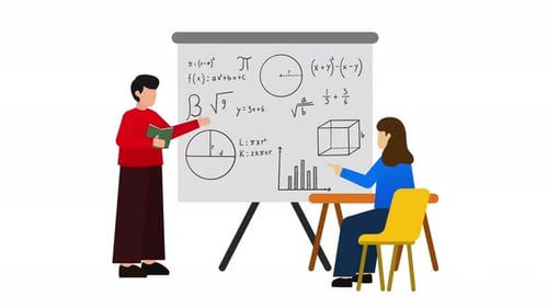 Flat Design Mathematics Education Animated Illustration