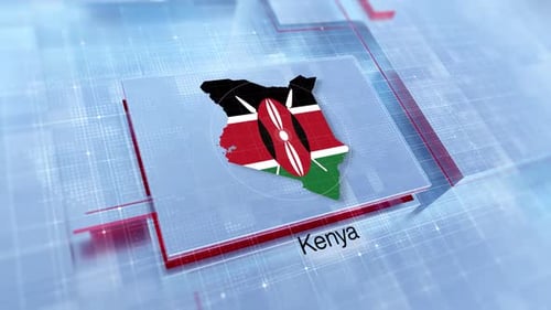 3D Digital Kenya Map Flag Corporate Background Animation