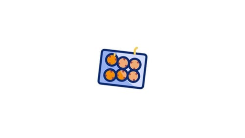 Animated Flat Design Icon of a Baking Tray with Muffins