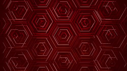 Animated Red Glowing Hexagon Lines Digital Pattern Background Loop
