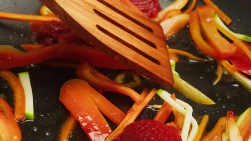 Close up of Vegetables and Tomato Paste Cooking