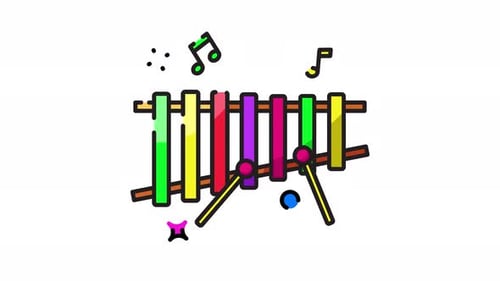 Animated Flat Design Xylophone Playing Music Icon